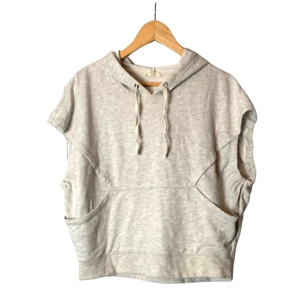 Jane + Delancey Light Gray Oversized Sleeveless 90's Style Hoodie Sweatshirt-Sma - Picture 2 of 13